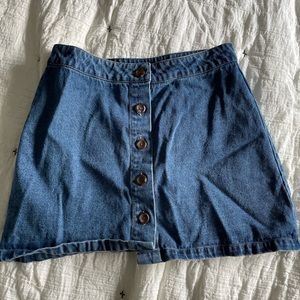 f21 denim button down mini skirt